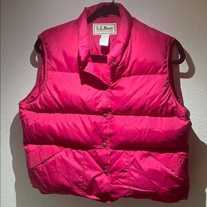 Vintage L.L. Bean Pink Goose Down Insulated Puffer Vest Size Large Women's